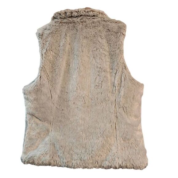Weatherproof reversible gray faux fur tan Quilted vest full zip pockets medium - Picture 2 of 9